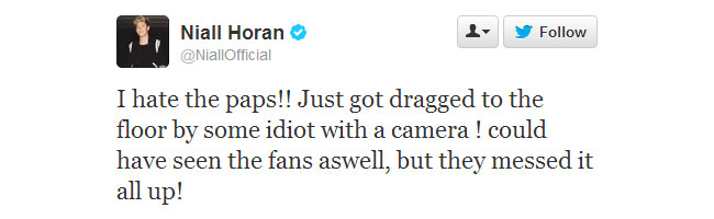 Niall Horan Attack Tweet
